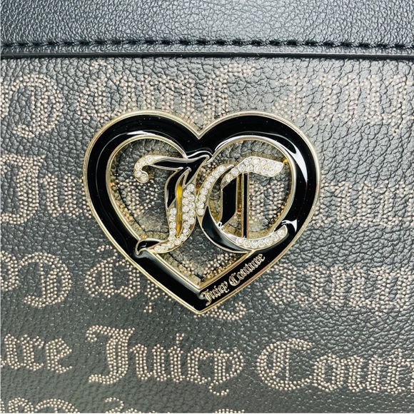 NWT Juicy Couture Flawless Tote Black Gothic Logo Canvas $99 - Picture 5 of 7